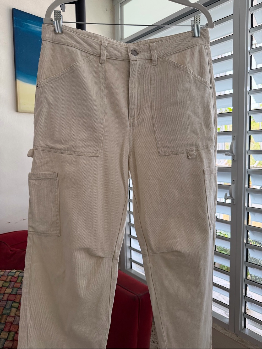 Billabong Women Cargo Pants in Light Beige